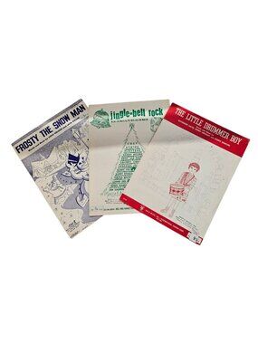 Christmas Sheet Music Lot Frosty Snowman Jingle Bell Rock Little Drummer Vintage